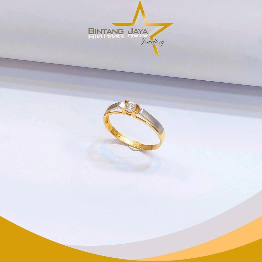 Cincin Emas - Wedding Satu M Putih Doft Putih - Kadar (16K) - Size 22 - Berat 1,86gr - Model simple 