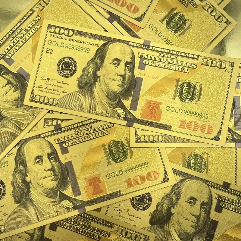 20/50/100Pcs Usd 100 Dollars 24K Gold Foil Golden Usd 100 Dollar Fake Bills Paper Money Banknotes