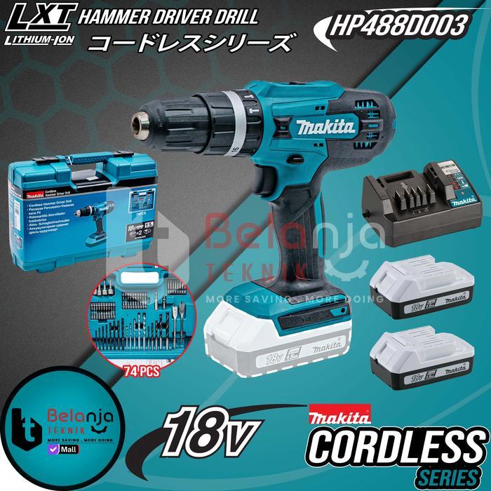 Makita Cordless Hammer Driver Drill HP488D Bor Baterai 18V HP 488 D
