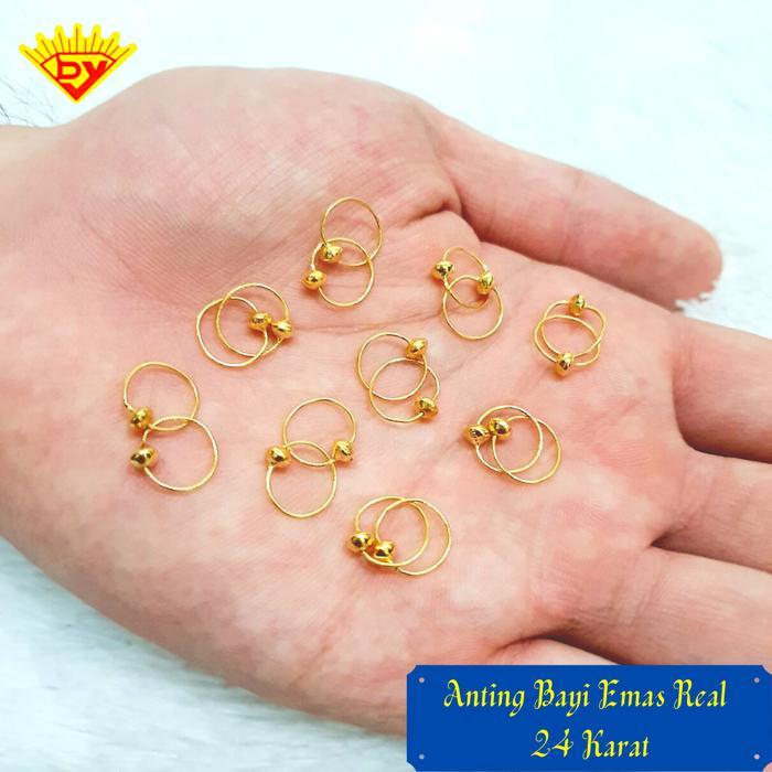 hh1w- Anting Bayi Emas Tua 24 Karat