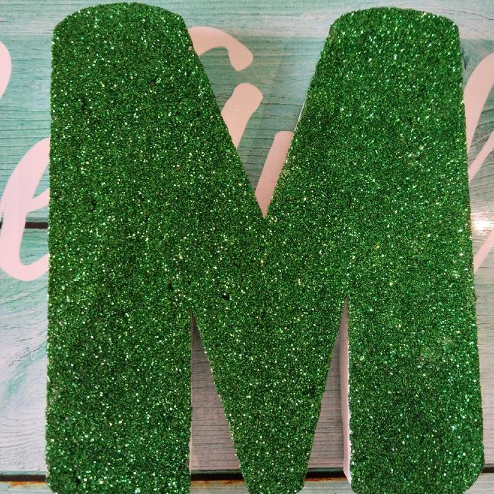 Huruf Angka gabus styrofoam glitter hijau tinggi 18 cm dekorasi