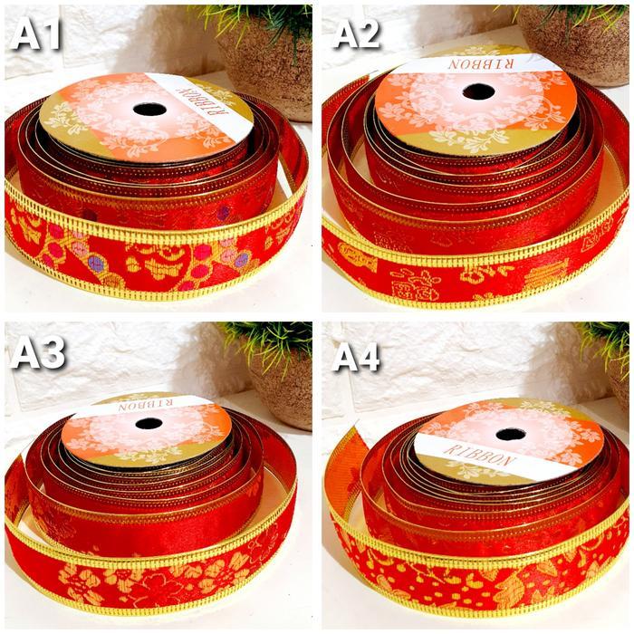 [V] Pita Merah Kawat Fu Imlek 2.5 Pita Fu Hiasan Parcel Imlek Murah Grosir