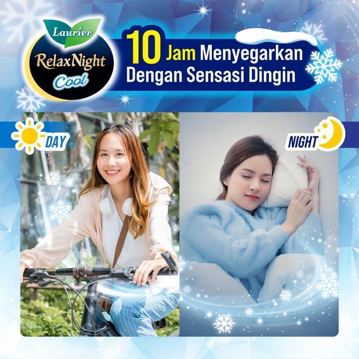 qgk4- Laurier Relax Night Cool Wing Pembalut Malam Wanita 10 Jam Menyegarkan 30Cm / Isi 10
