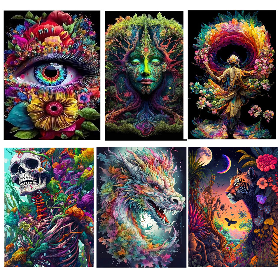 5D Diamond Painting Flower Tree Dragon Tiger Animal Landscape Mosaic Diamond Painting Home Decoratio