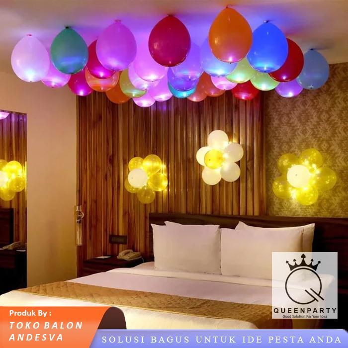 Balon Latex LED Warna Warni / Balon LED / Balon Nyala / Balon Lampu Pesta Malam