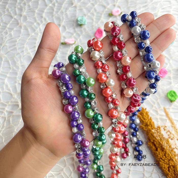 Payet Rangkai Mutiara Jahit A08 / Payet Leher / Payet Pinggang / Payet Dada / Payet Mutiara Bisa