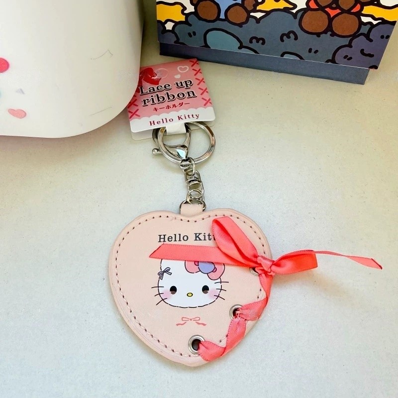 Cartoon Sanrio Heart Ribbon Hello Kitty My Melody Keychain kawaii Heart Lace up Kuromi & Cinnamoroll