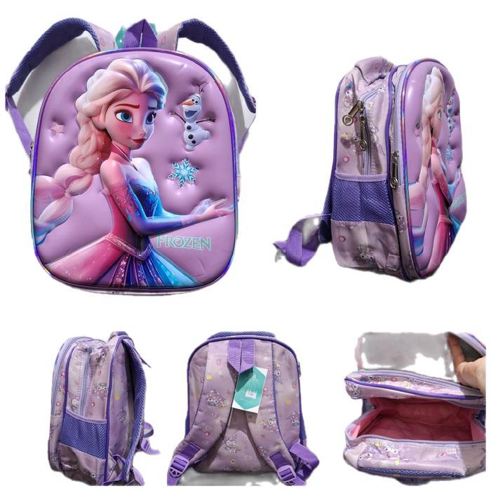 HSD Sekolah Anak Tas Ransel Anak Perempuan Motif Karakter 3 Dimensi Ukuran 13 Inci Warna Ungu Anak P