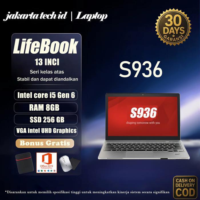 Laptop FUJITSU LifeBook S936  Intel core i5 Gen 6  RAM 16GB Windows 10 atau 11 screen 13 inci - S936