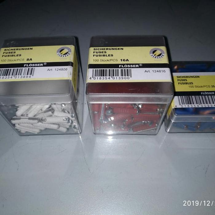 Sekring Batu/Fuse Batu Flosser 8A-16A-25A Original (Isi 100Pcs)