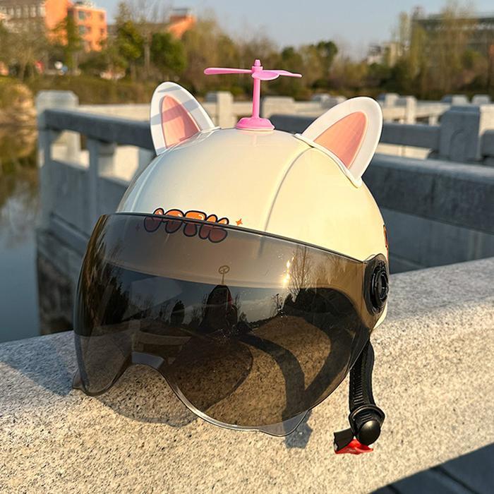Helm Telinga Kucing Putri/Helm Dekorasi Telinga Kucing/Stiker Plastik Mobil Listrik/Dekorasi Helm