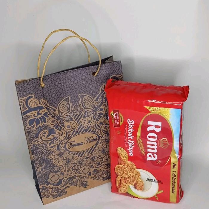 100pcs paperbage batik Tas Kertas Batik Tali Besar untuk Snack Souvenir Hadiah - 100 Lembar tali bes