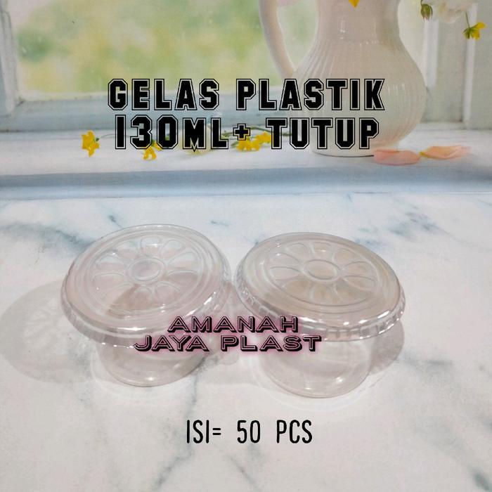 (50Set ) Gelas Plastik 130ml+Tutup / Cup Pudding 130ml+Tutup
