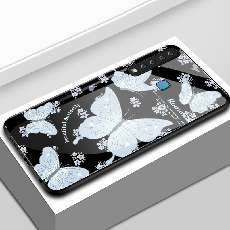 Casing Hp Untuk Samsung A9 2018 A8+ 2018 A8 2018 Case Casing pola kupu-kupu bunga biru muda Kasing H