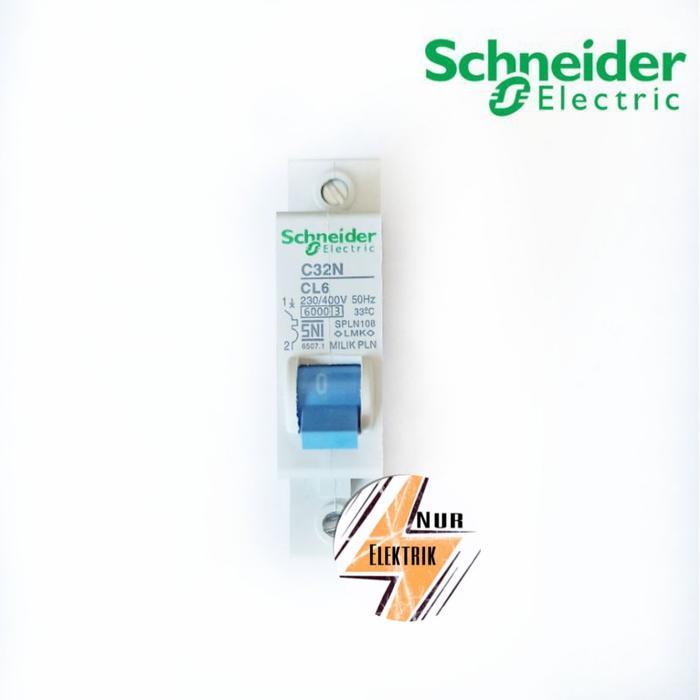 Mcb Schneider 2A 4A 6A 10A 16A 20A 2 4 Ampere Cl2 C32N S Pln Biru Ori