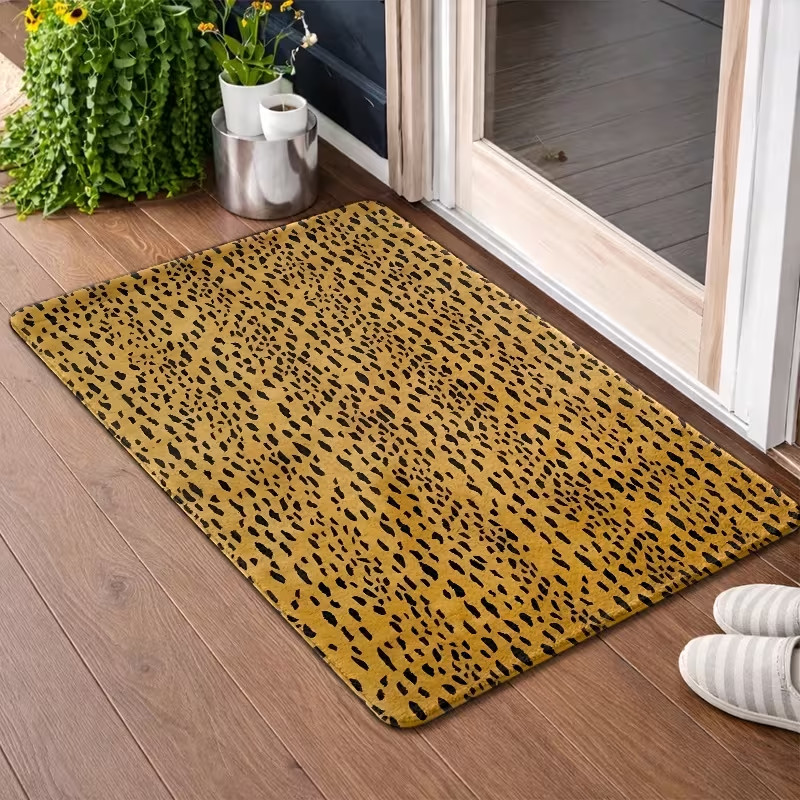 Keset Pintu Motif Macan Tutul Retro Karpet Pintu Masuk Dalam Ruangan Antiselip Keset Pola Titik Hewa