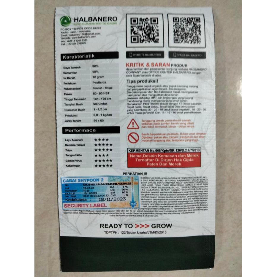 Promo Benih Cabe Rawit Shypoon 2 Halbanero - Bibit Cabe Shypoon 2 - Crm Cabai Shypon Shipon Sypon