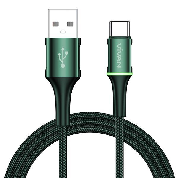 Vivan VDC100 1M / VDC200 2M USB-C Data Cable 3A LED Light Type-C