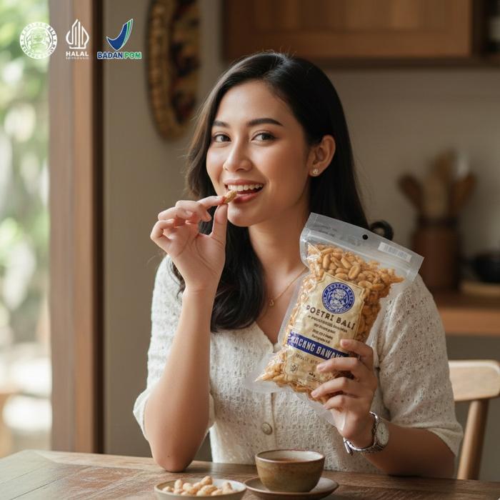 Poetri Bali - Kacang Bawang Original 450gr Cemilan Keluarga Kacang Bawang Putih Melimpah