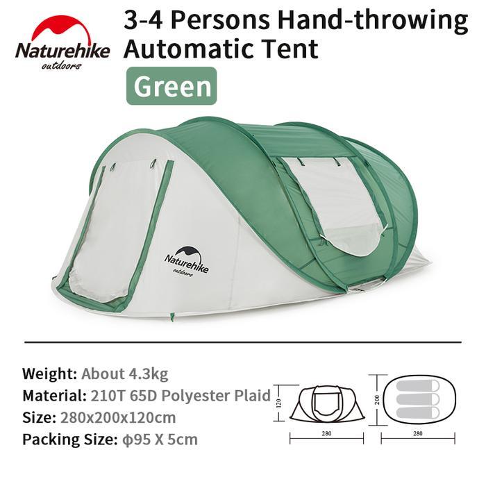 TENDA POP UP AUTOMATIC NATUREHIKE CNH22ZP006 / TENDA 3-4 PERSON-HikeZone