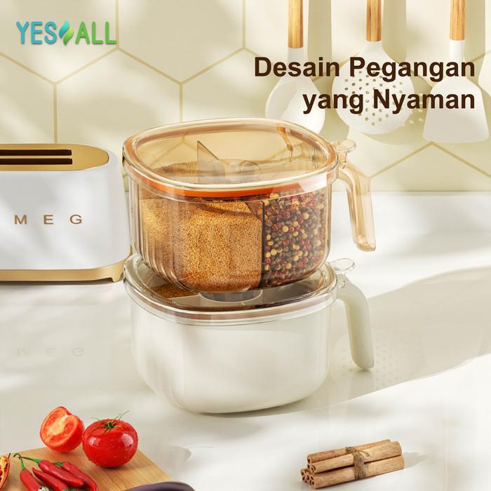 Premium Yesall Tempat Bumbu Dapur Set 4 In 1 Free Sendok Aesthetic Wadah Toples Bumbu Dapur 4 Sekat