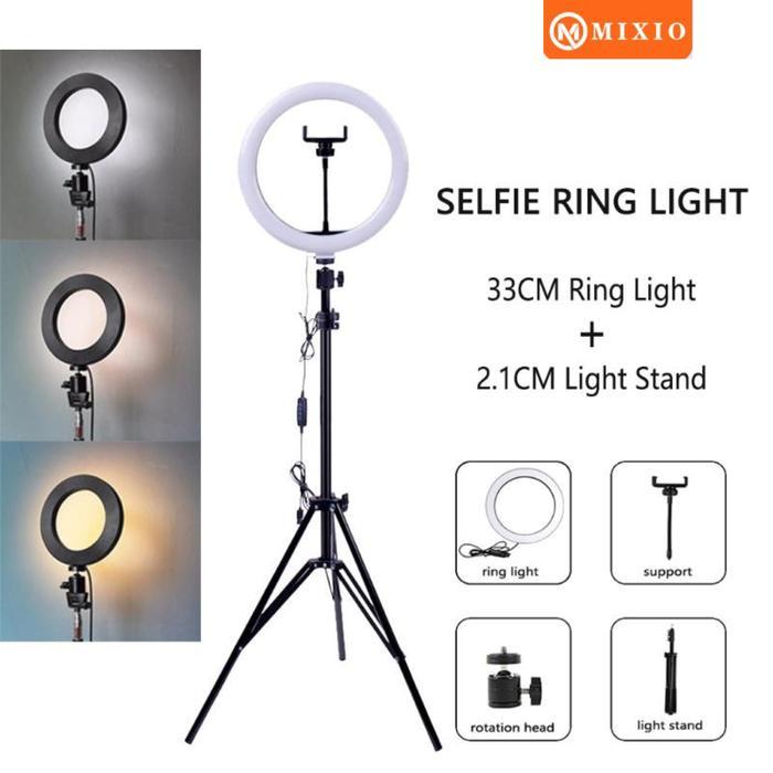 Mixio Ring Light 33Cm + Light Stand Tripod 2M Pasti Promo