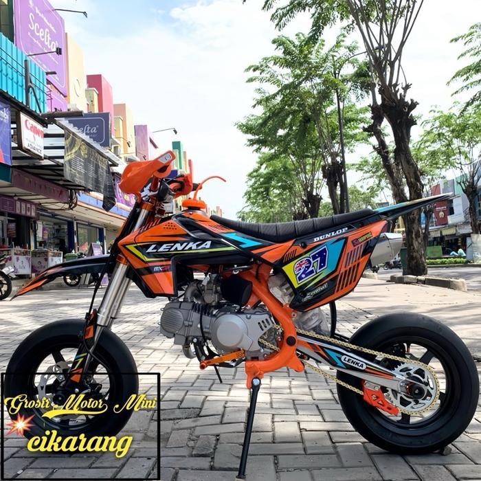 MOTOR MINI TRAIL 150CC SUPERMOTO MERK LENKA RING 12 MESIN 4TAK - Oren