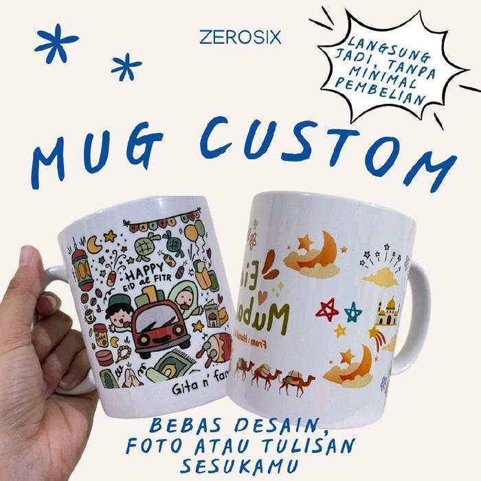 PREMIUM CETAK MUG CUSTOM (+BOX) SABLON CANGKIR Wisuda, Souvenir, Kado, Gift Keramik Putih FREE