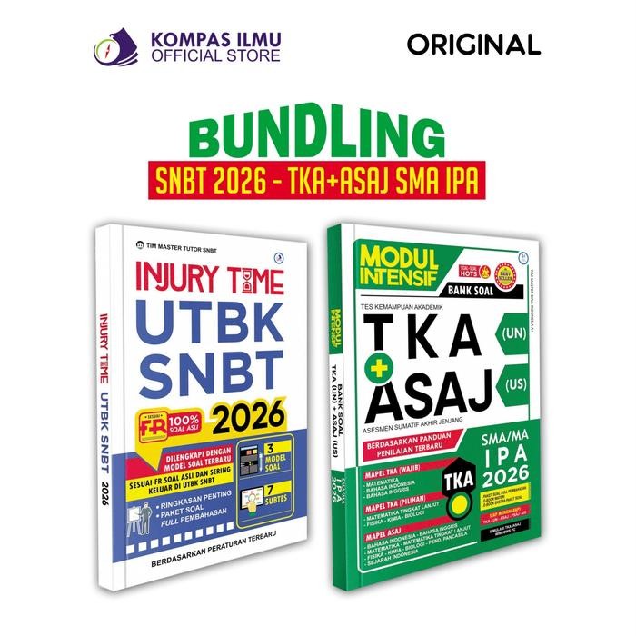 [ Bundling 2 Buku ] Buku Injury Time Utbk Snbt 2026 Dan Modul Intensif Bank Soal Tka + Asaj Sma Ipa