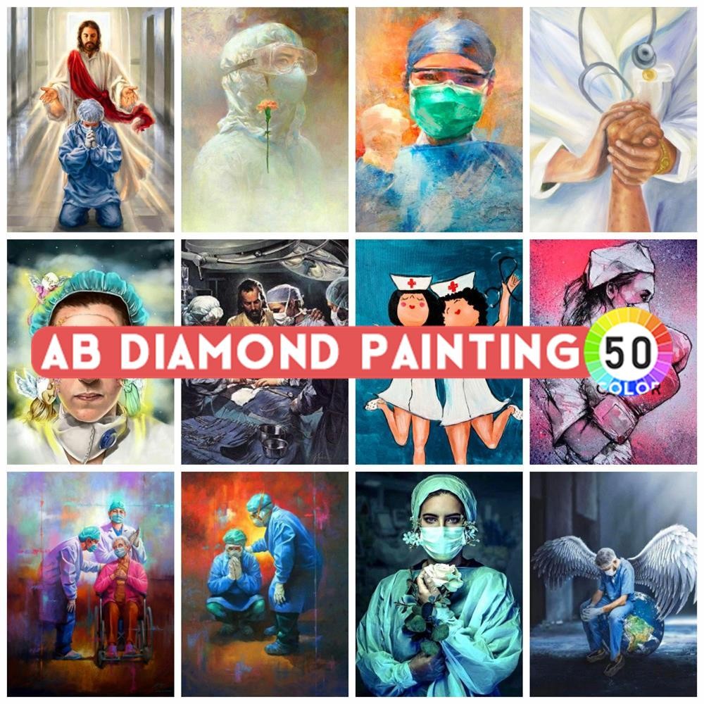 5D Diamond Painting Doctor Angel Nurse AB Drill 50 Colors Kit DIY Cross Stitch Mosaic Embroidery Pic