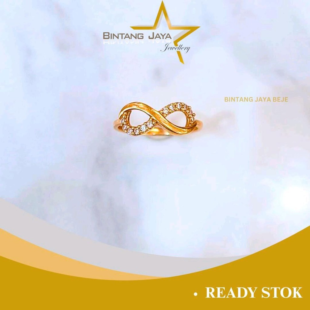 Cincin Emas Emas Infinity M Putih - Cincin Emas Emas Emas Asli (16K) - Berat 1,33 Gram - Desain Infi