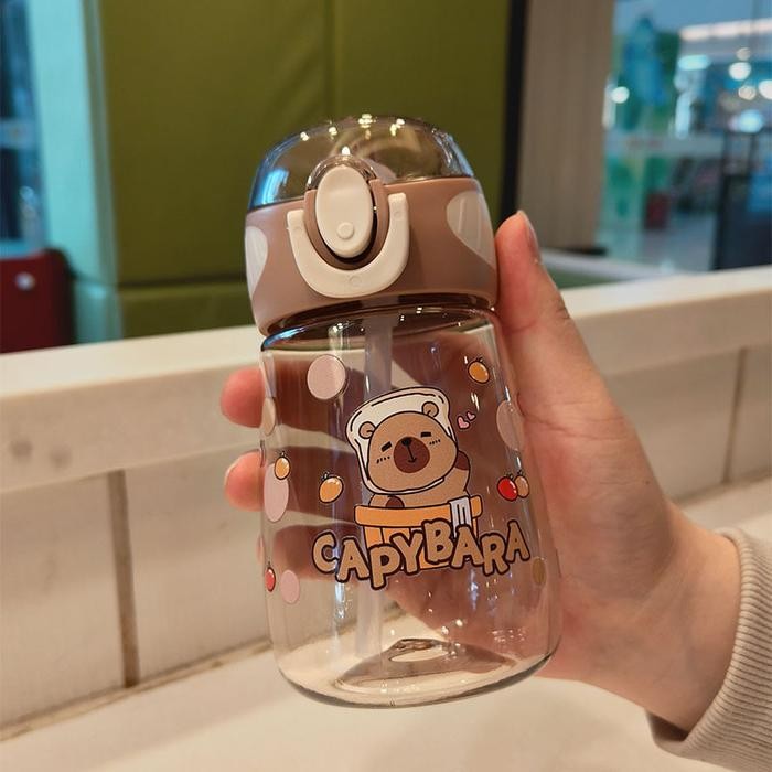 BOTOL MINUM PLASTIK CAPYBARA 400 ML / BOTOL MINUM ANAK / BOTOL MINUM LUCU / BOTOL MINUM SEDOTAN BPA
