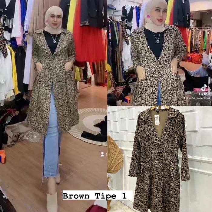 Leopard Tania Blazer Bahan paragon Suede Blazer Wanita Motif Macan Leopard atasan baju Crop Oversize