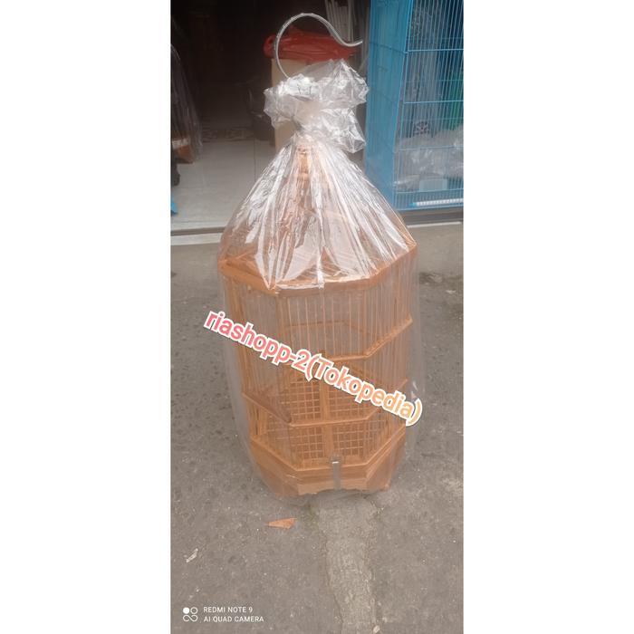 TERBARU sangkar kandang burung kecil dari kayu paten segi 6 mewah