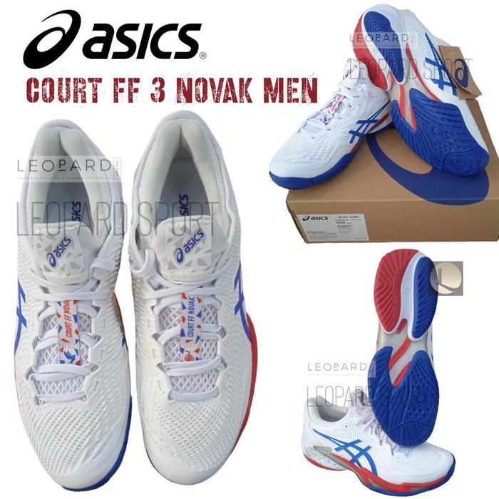 SEPATU TENIS ASICS COURT FF 3 NOVAK MEN / WHITE / ASICS BLUE