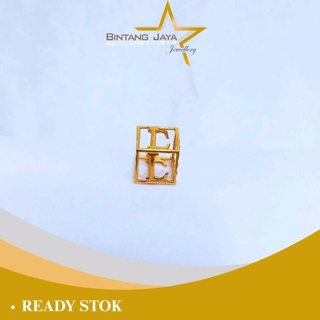 Liontin Emas Asli Huruf L Dadu - Kadar (16K) - Berat 0,66gr - Desain Unik & Trendy - Kilau Premium (