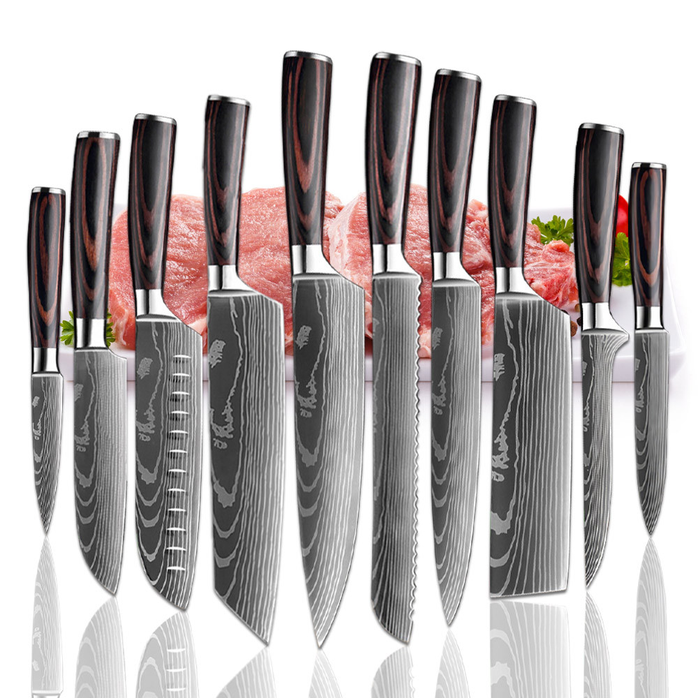 Japanese Knife Set of Kitchen Chef Knife Cleaver Meat Vegetable 1-10