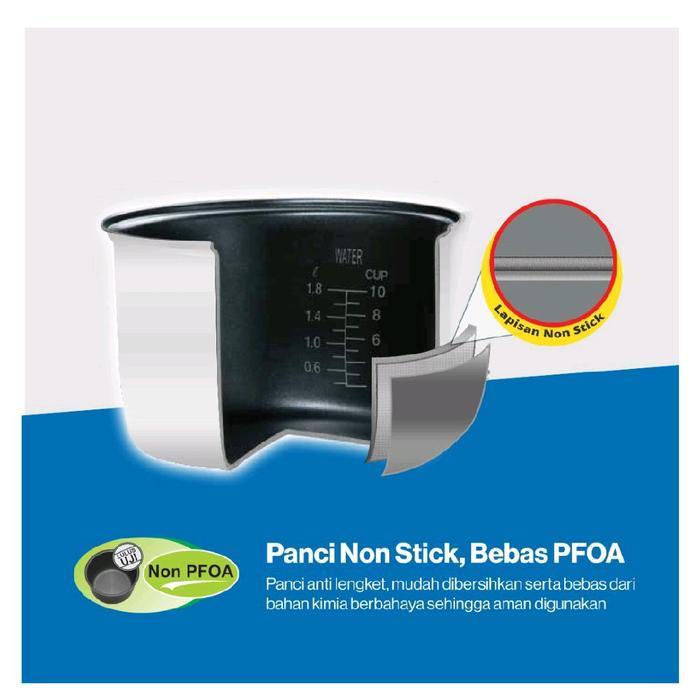 Magicom/Penanak Nasi Rice Cooker Miyako Mcm-528Ts Panci Anti Lengket 1.8Liter Garansi Elemen 5Thn