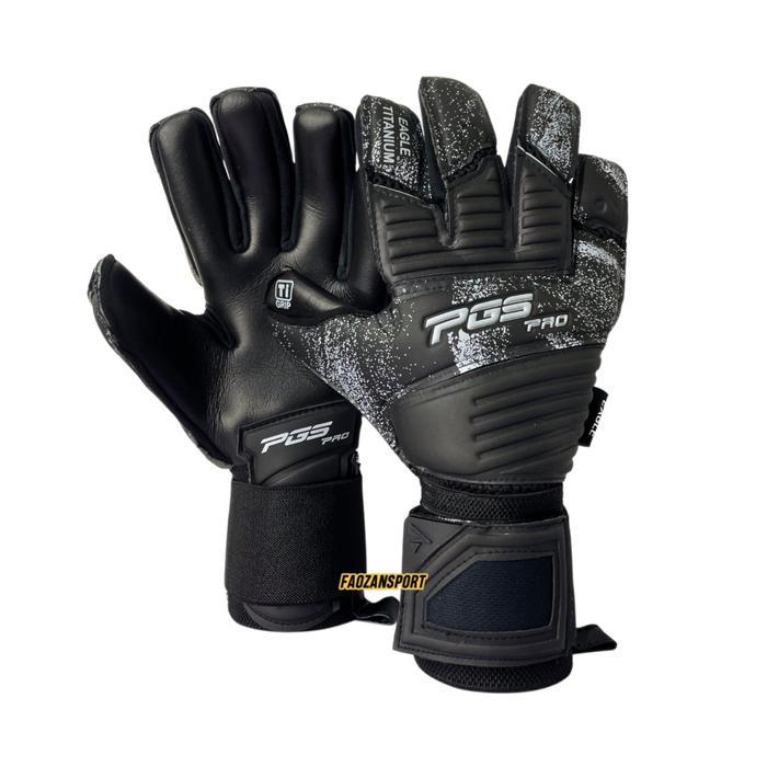 KALEA SARUNG TANGAN KIPER PGS PRO EAGLE TITANIUM GLOVE KIPER SEPAKBOLA FUTSAL HITAM PUTIH TANPA