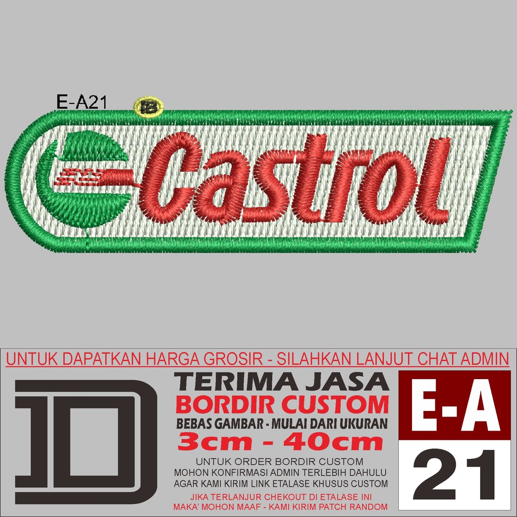 DD LOGO PATCH BORDIR 321  MOTOR RACING SPONSOR CASTROL HIJAU - EMBROIDERY AKSESORIS