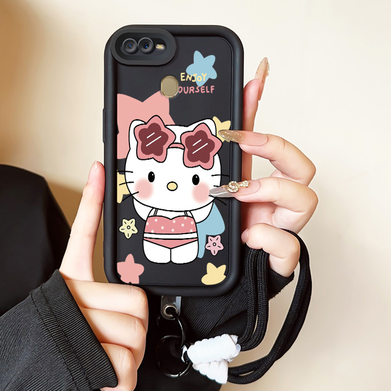 Casing Hp untuk OPPO A7 A5s A12 A12s A11K Case Casing HP Softcase Ponsel Soft Shell dengan Tali Sili