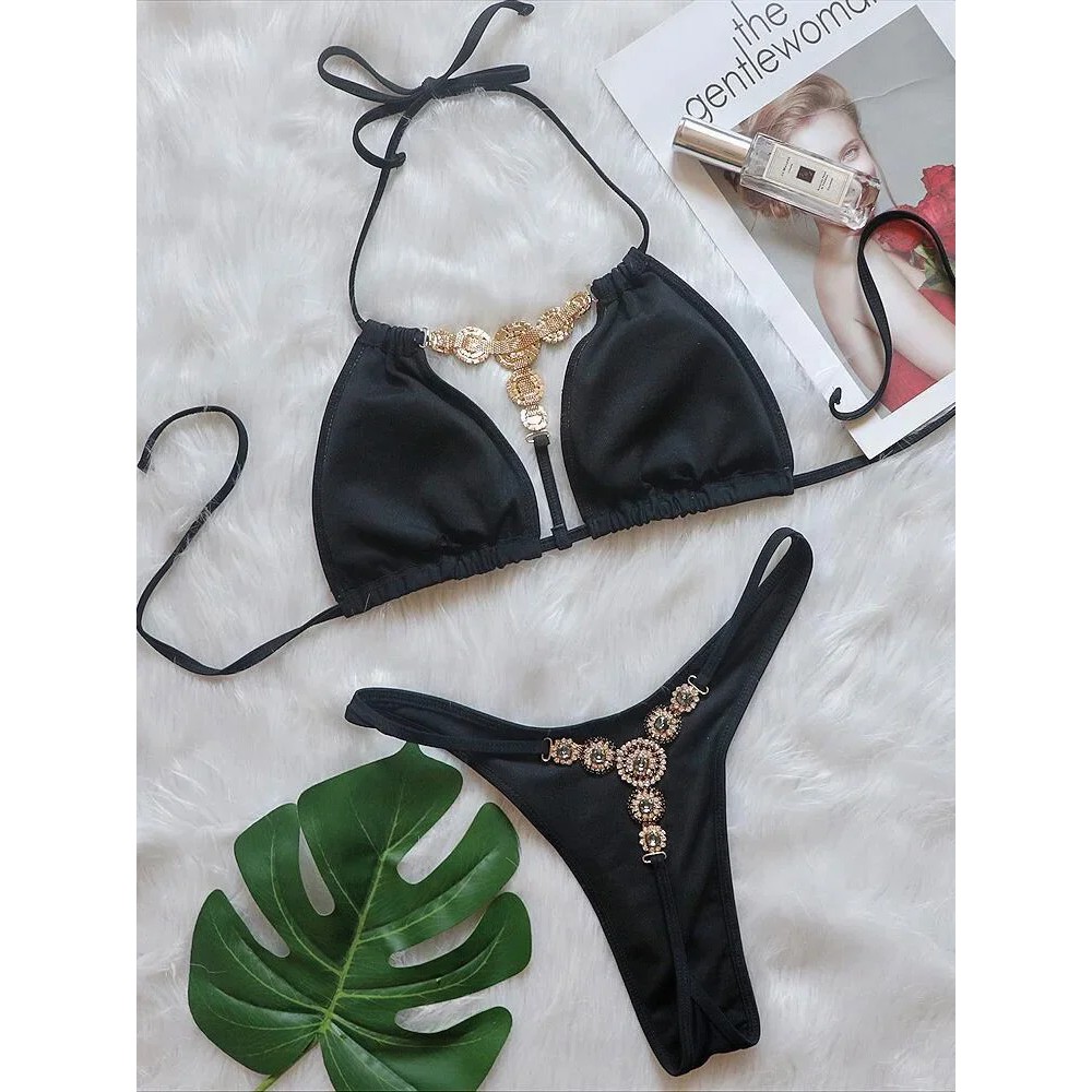 Extreme Mini Micro String Diamond Bikini Women Swimsuit Female Triangle Swimwear Two Pieces Bikini