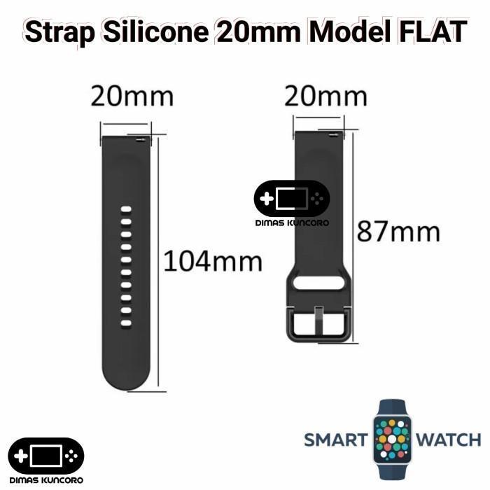 34oi- Strap Silicone 20Mm Flat Eggel Valor Tempo 2 3 Silikon Tali Smartwatch