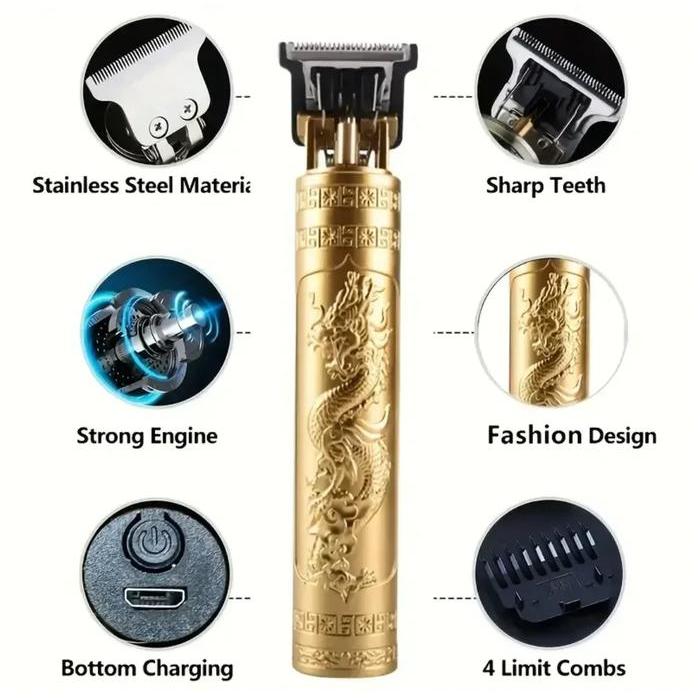 OBRAL T9 Vintage Hair Clipper Professional Electric Rechargeable Barber Trimmer Cordless Trimmer