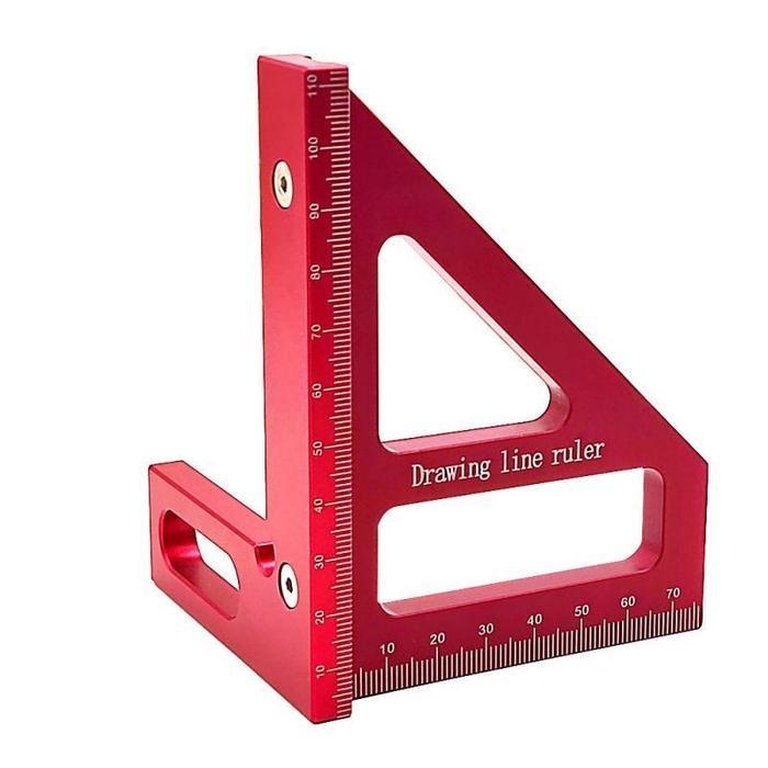 Penggaris Siku Aluminium Segitiga Multifungsi Woodworking Ruler Garisan Siku Tukang Pertukangan