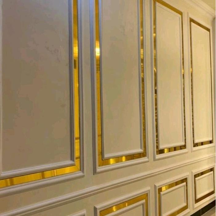 PLAT LIST STRIP GOLD MOULDING DEKORASI DINDING MINIMALIS