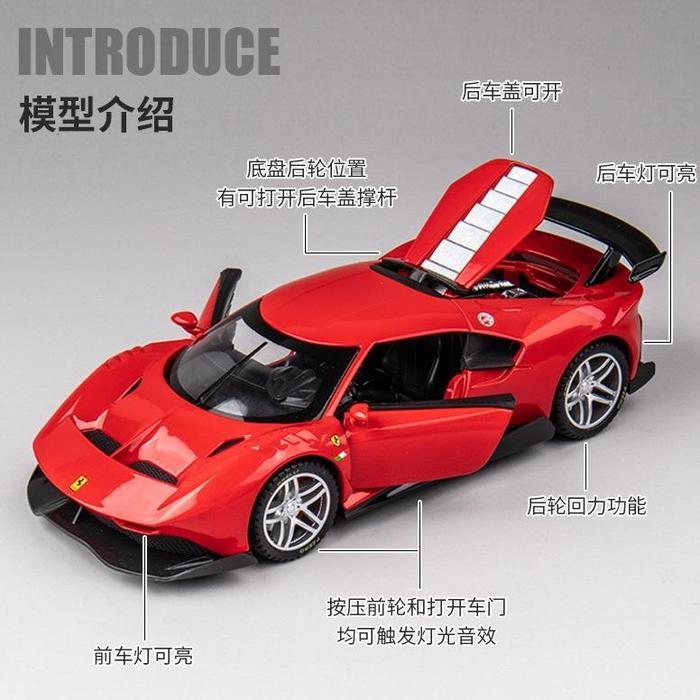 DIECAST ALLOY MODEL FERARRI P80C SCALA 1:32 SOUND LIGHT PULLBACK SYSTEM (R189)