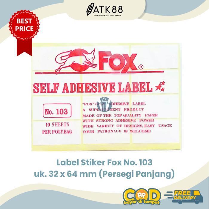 NEW Kertas / Label Stiker Fox No. 103 uk. 32 x 64 mm (Persegi Panjang)