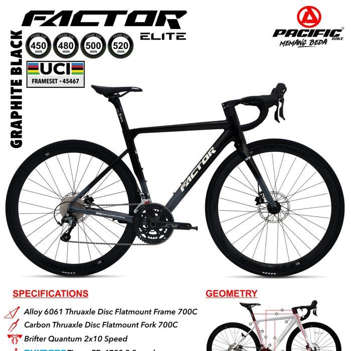 sepeda balap terbaru pacific factor elite sepeda balap terbaru 2026 - graphite black, 500