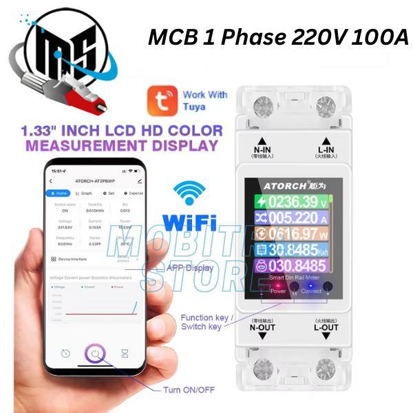 Smart Tuya Mcb Kwh Meter Watt Meter Digital Wifi 100A